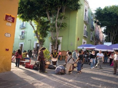 Paseo por Mexico John Lennon Square in Puebla