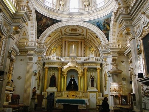 Paseo por Mexico Inside of the Temple of the Holy Cross of Jerusalem in San Pedro Cholula