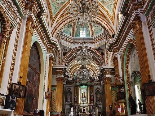 Paseo por Mexico Inside of the Temple of Santa Barbara Almoloya in San Pedro Cholula